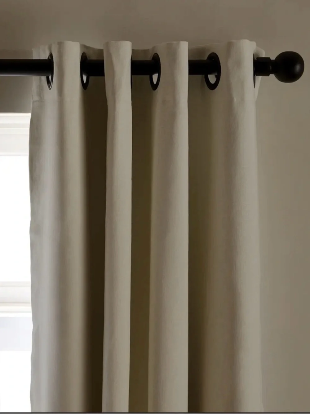 Quince European Linen Blackout Curtain Ivory 48x96 Grommet Single Panel